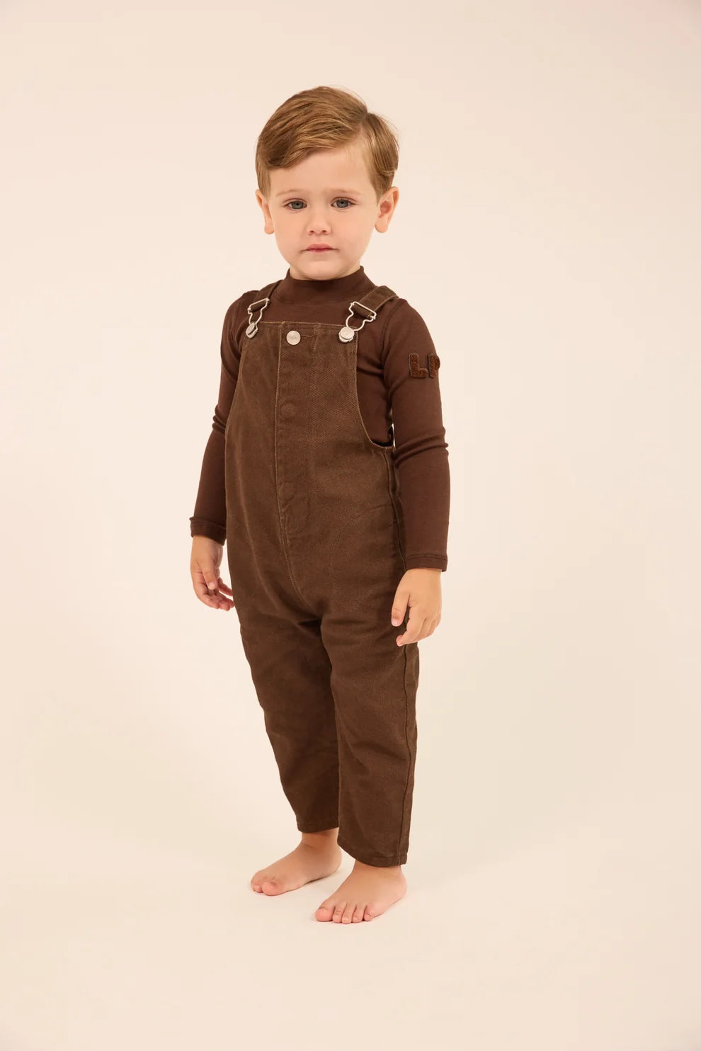 Denim Long Overalls - Brown Denim