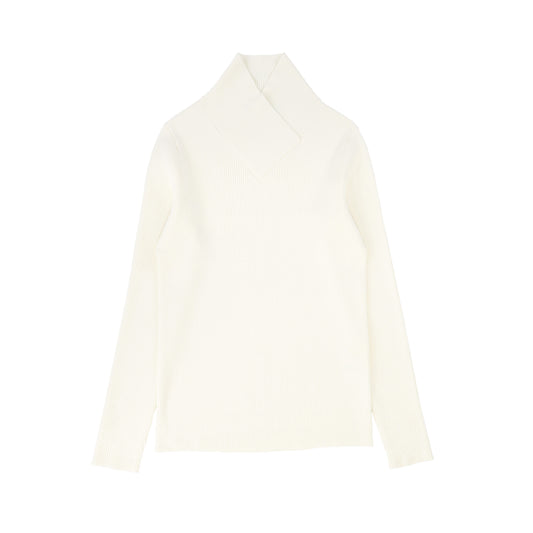 Wrap Neck Turtleneck- Ivory