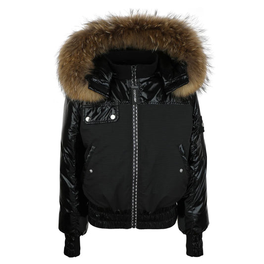 Teen Fur Printed Zipper Bomber - Down  Filled