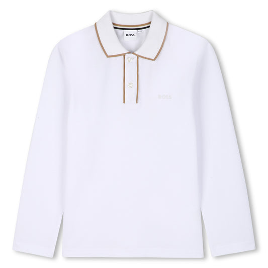 White Long Sleeve Polo