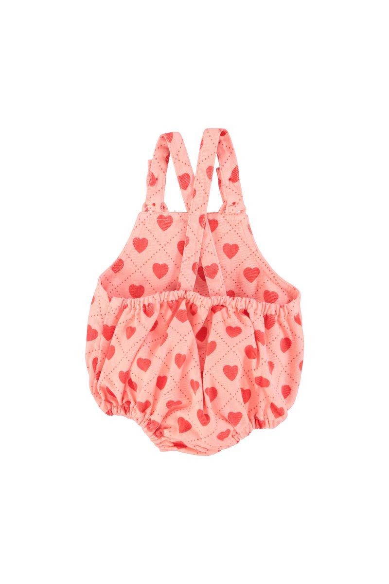 Baby Romper Pink with Red Hearts Allover