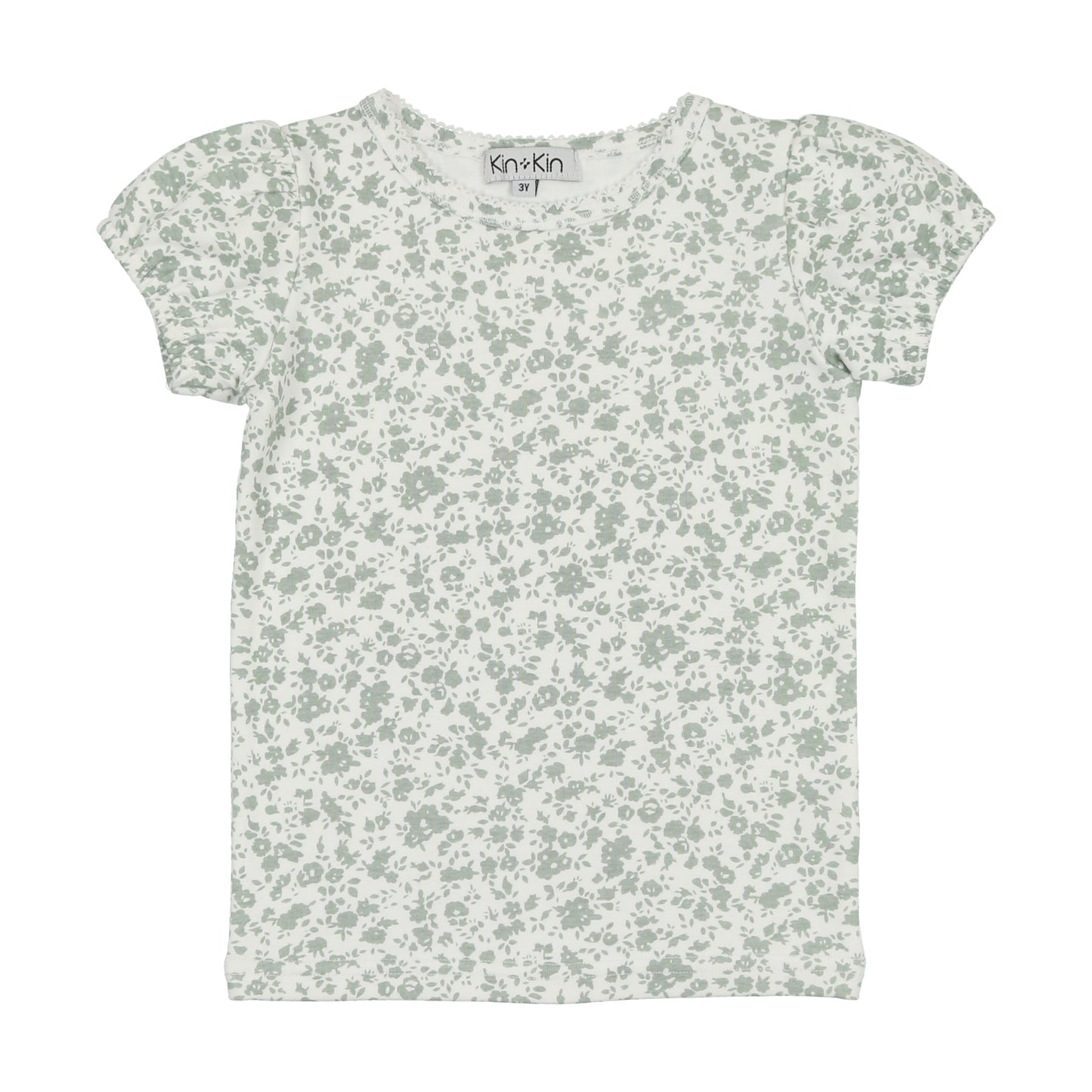 Kin+Kin Floral Green Floral Short Sleeved T- Shirt – bubblegumkids