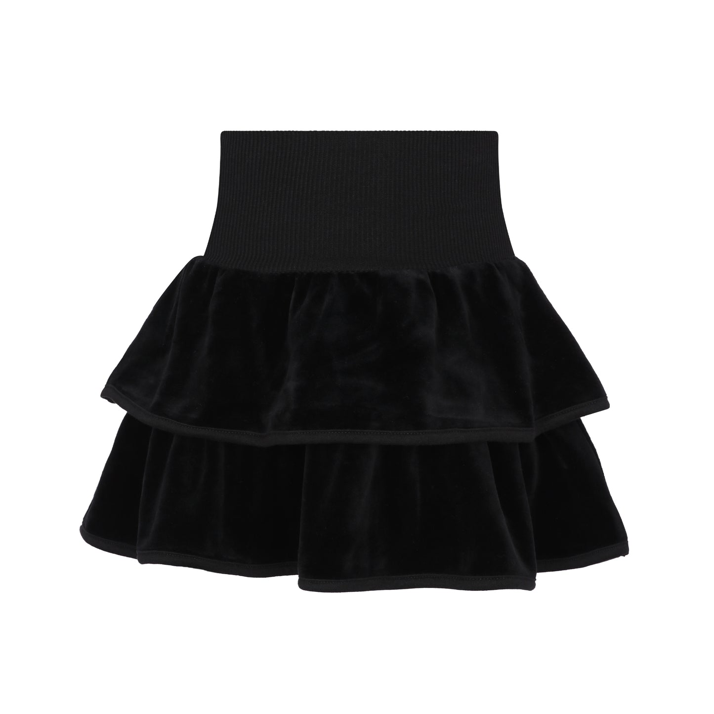 Black Velour Tiered Skirt