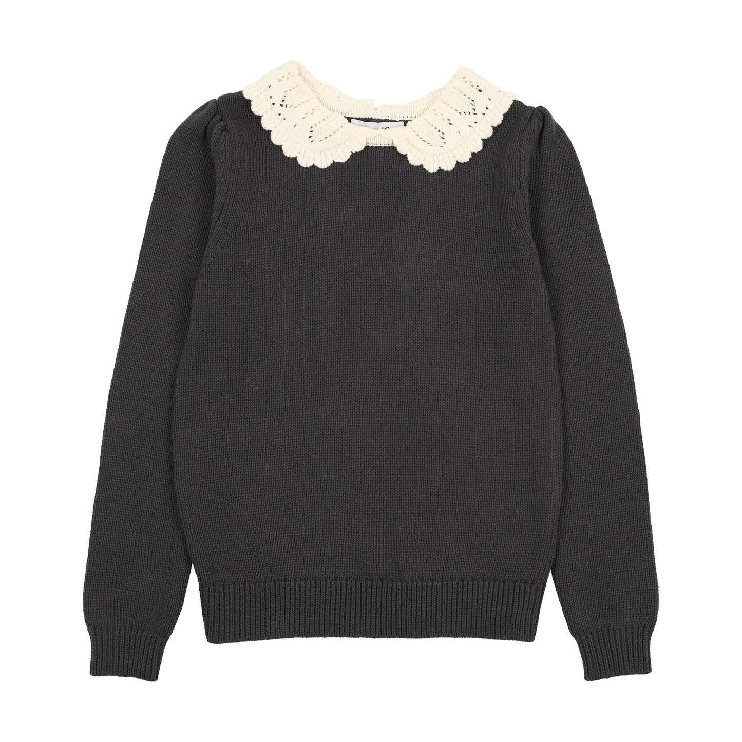 Peter Pan Collar Knit Sweater- Grey