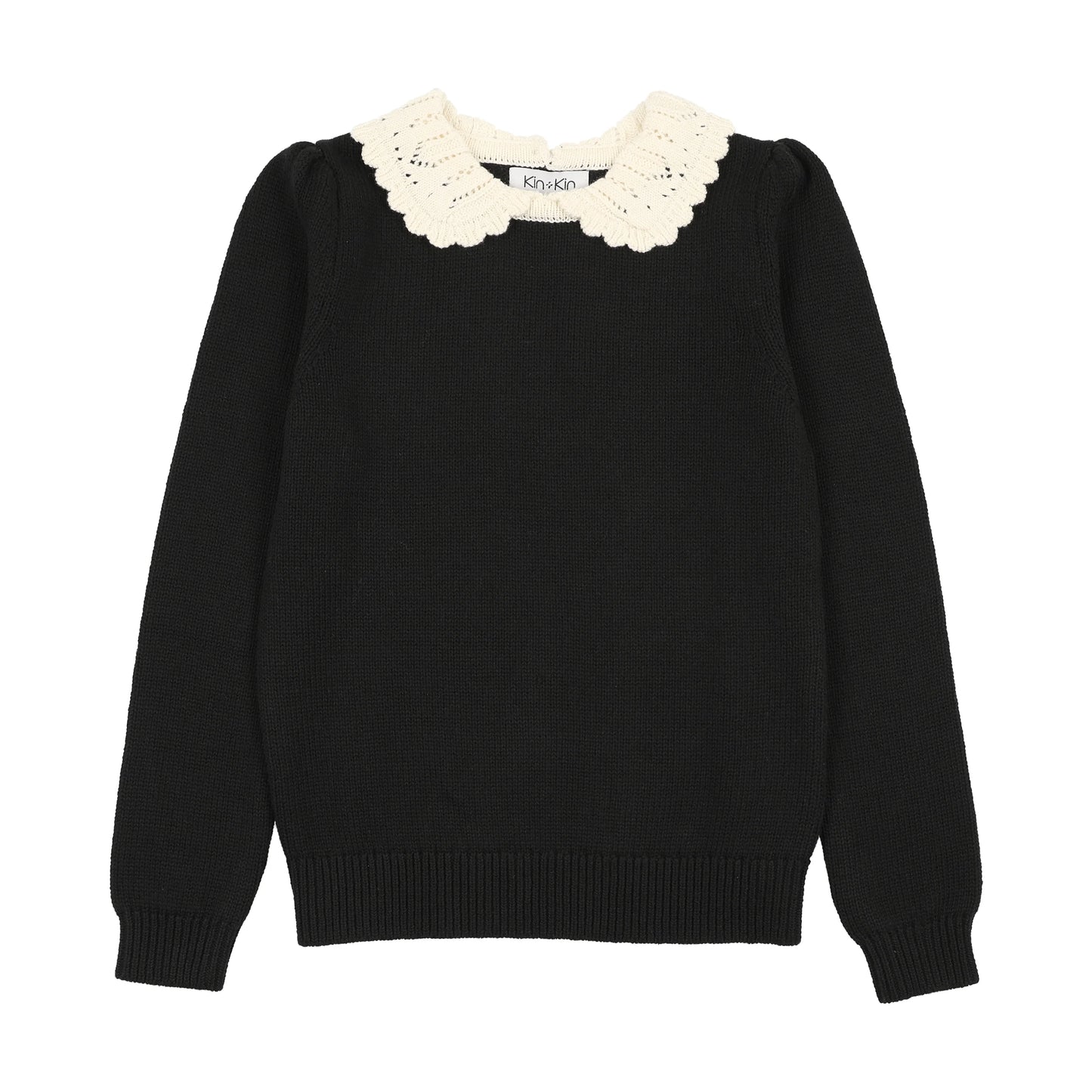 Peter Pan Collar Knit Sweater- Black