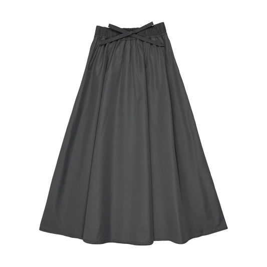 Maxi Taffeta Drawstring Skirt- Grey