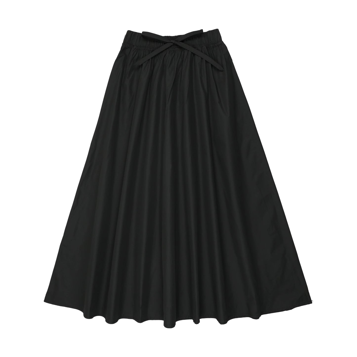Maxi Taffeta Drawstring Skirt- Black
