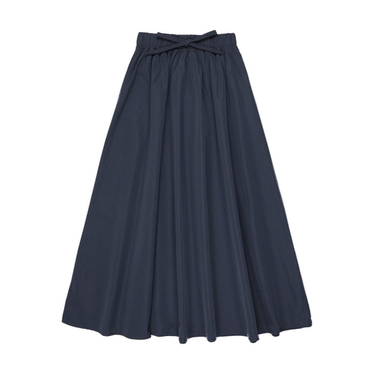 Maxi Taffeta Drawstring Skirt- Navy