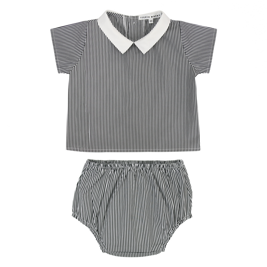 Baby 2 Piece Set Black Stripe