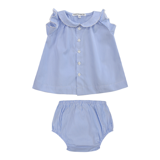 Baby Ruffle Set Blue Stripe