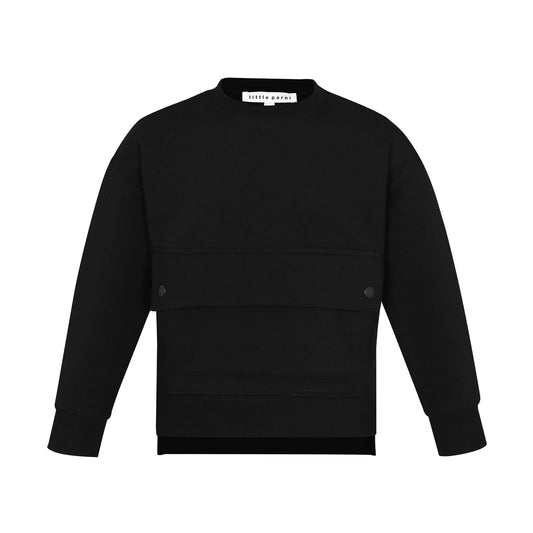 Boys Center Pocket Sweatshirt- Black