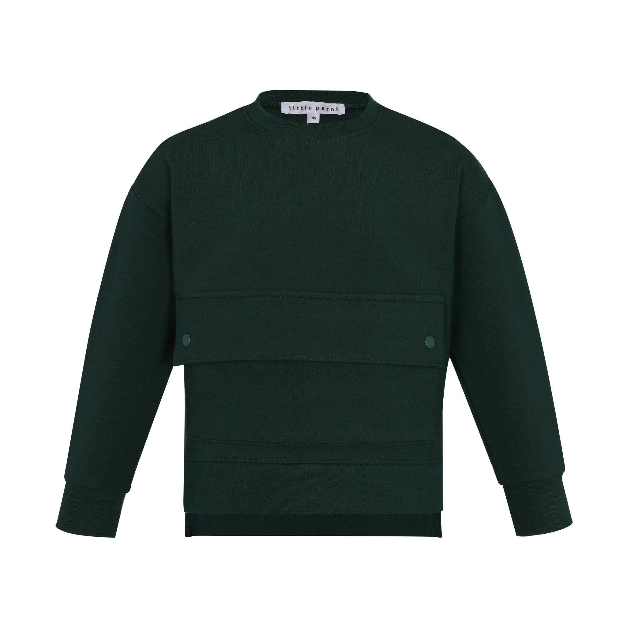 Little Parni Boys Center Pocket Sweatshirt Green bubblegumkids