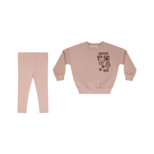 Baby Multipatch sweatshirt w leggings- Pink