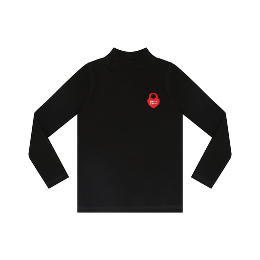 Solid Mockneck with heart logo- Black