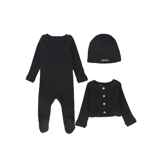 BLACK Baby Rhinestone Set + Bonnet