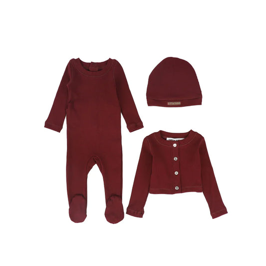 Burgundy Baby Rhinestone Set + Bonnet