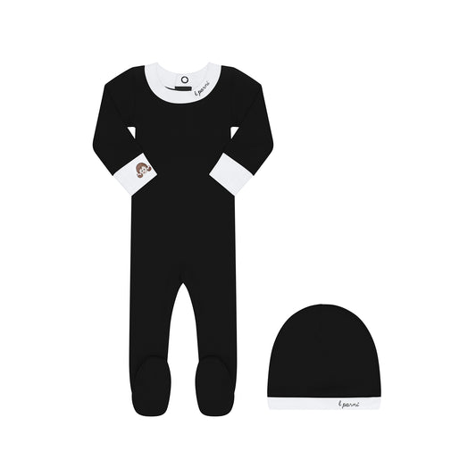 Girls Black Baby Footie