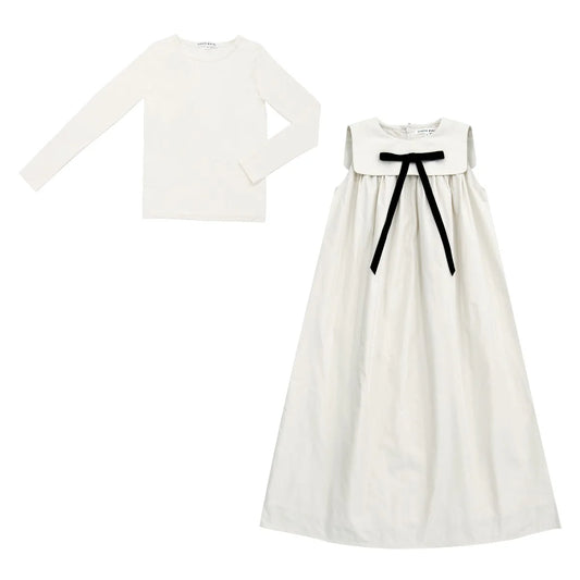 Ivory Taffeta Maxi Bow Jumper
