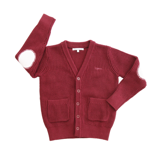 Burgundy Boys Patch Cardigan