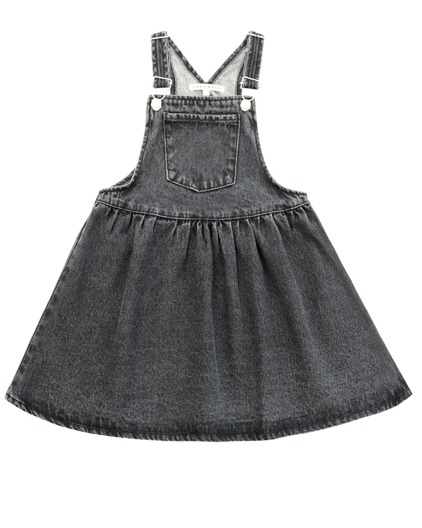 Denim Pinafore Dress- Black Denim