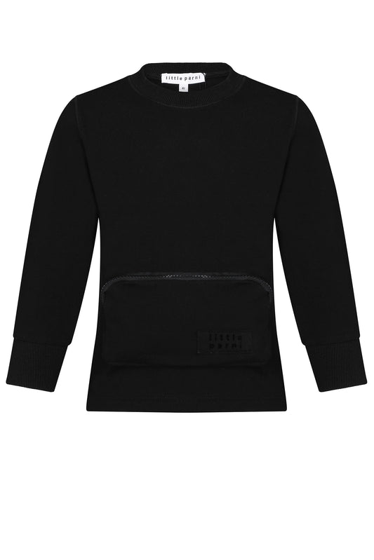 Boys Black Pocket Sweatshirt