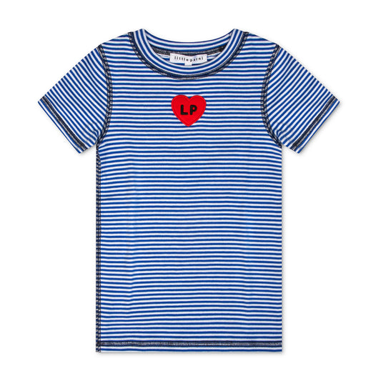 Royal Blue/White Striped Tshirt - Short Sleeves