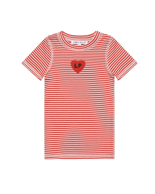Coral/Pink Striped Tshirt - Short Sleeves