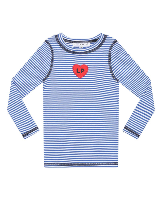 Royal Blue/White Striped Tshirt - Long Sleeves