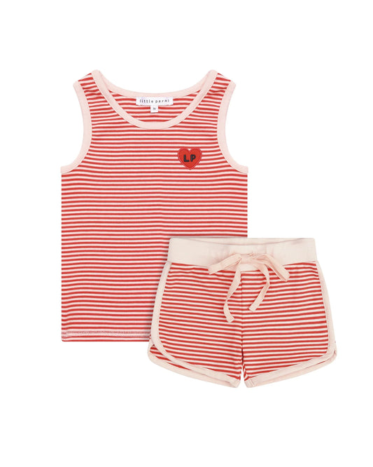 Coral/Pink Striped Tank Set