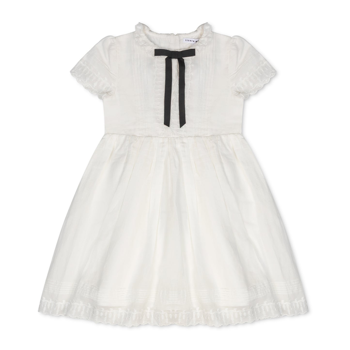 White Evening Bow Dress - short sleeves