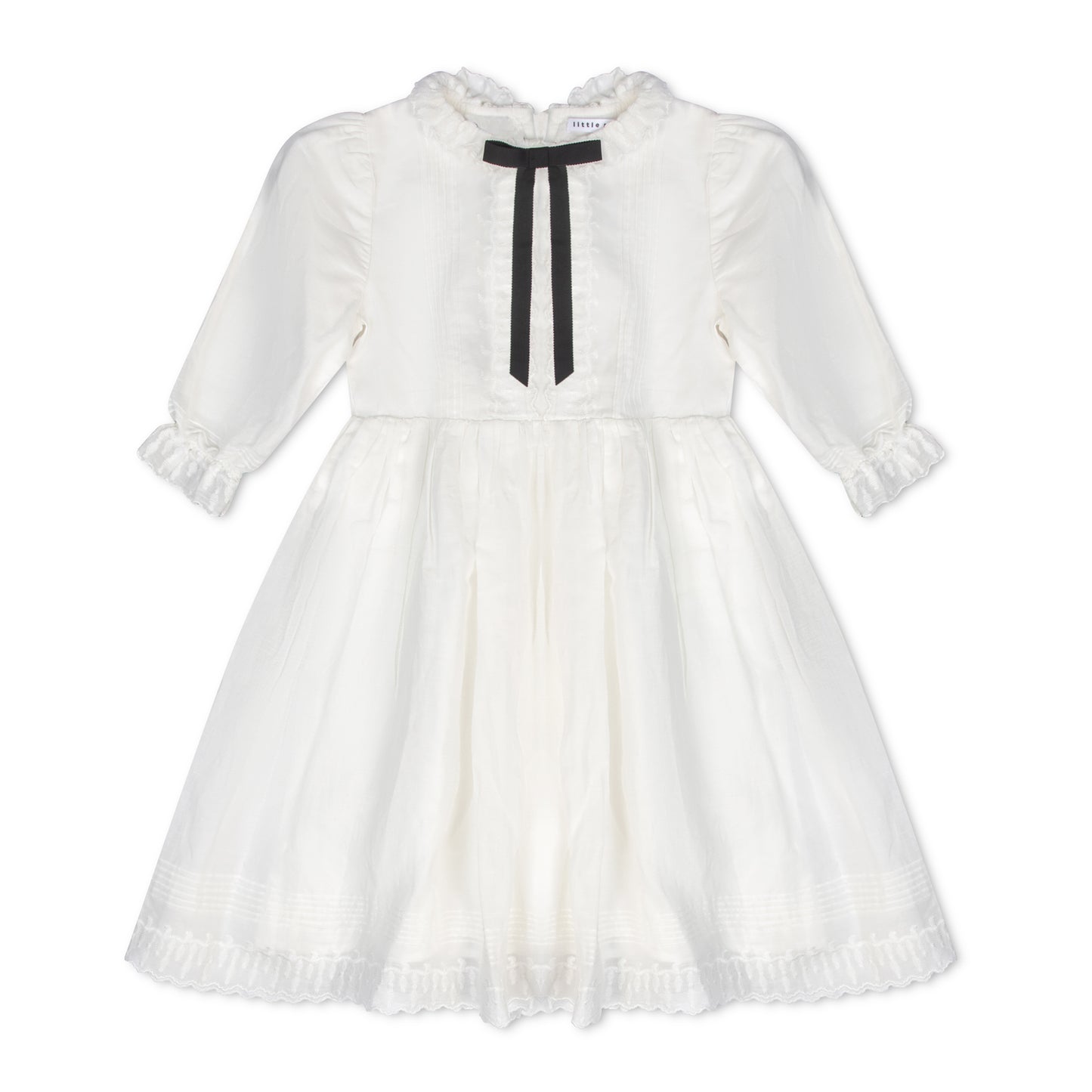 White Evening Bow Dress - Long Sleeves