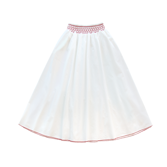 White Smocking Teen Skirt