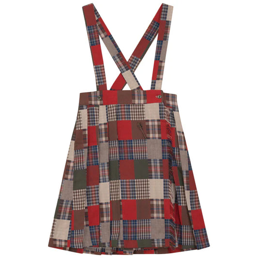 PATCH PLAID SKIRT GREEN