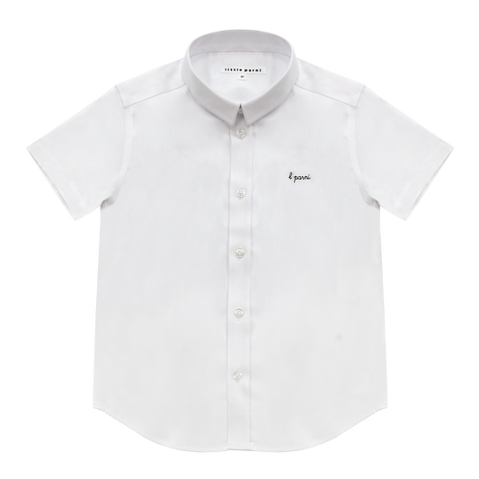 Boys Short Sleeve White Shirt - White/Black