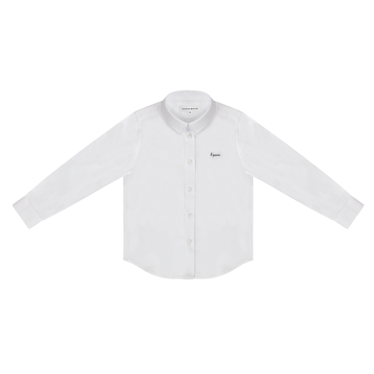 Boys Long Sleeve White Shirt - White/Black