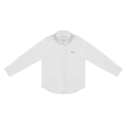 Boys Long Sleeve White Shirt - White/Navy