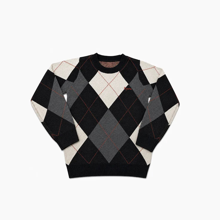 Boys Argyle Sweater - Black