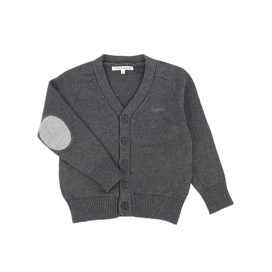 Boy's Contrast Patch Cardigan - Grey