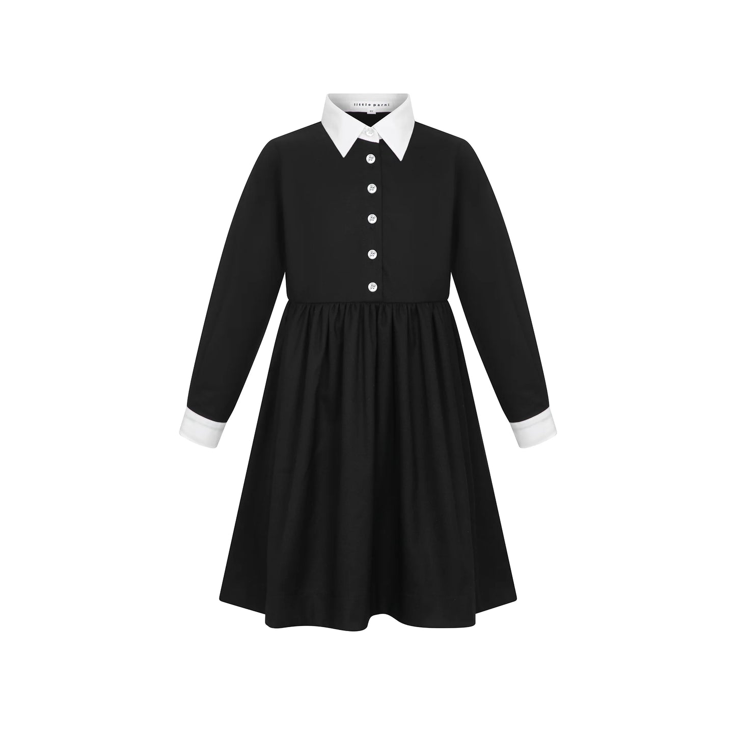 White Collared Dress - Black