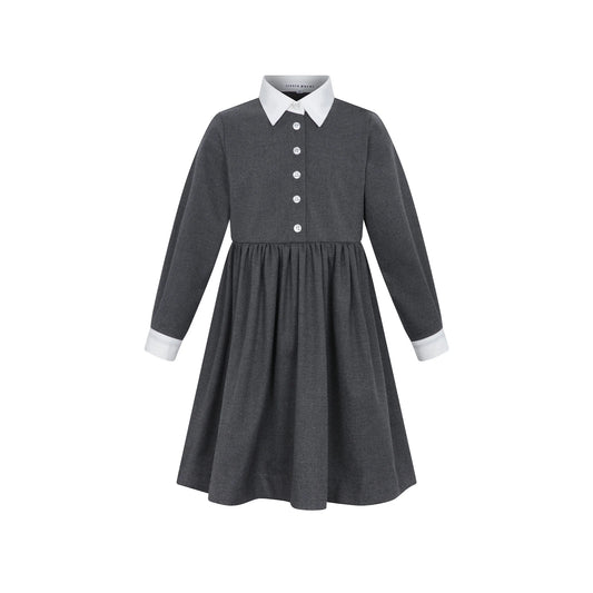 White Collared Dress - Grey