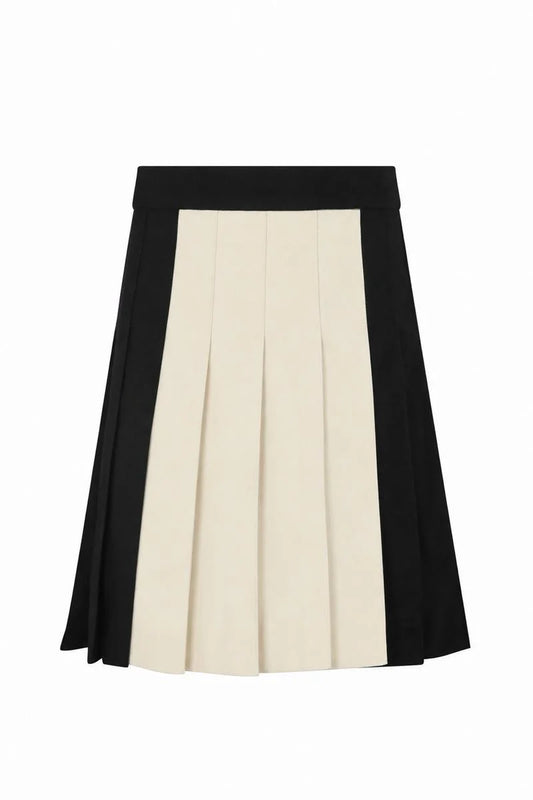 Two-tone Pleated Skirt - Black