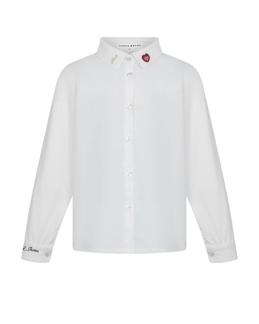 Girl's Elegant Embroidered Shirt - White