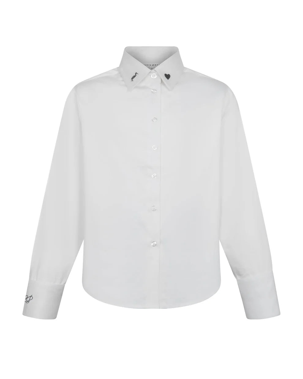 Teen's Elegant Embroidered Shirt - White/Grey