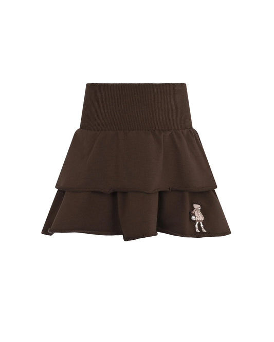 Lp Doll Patch Tiered Skirt - Brown