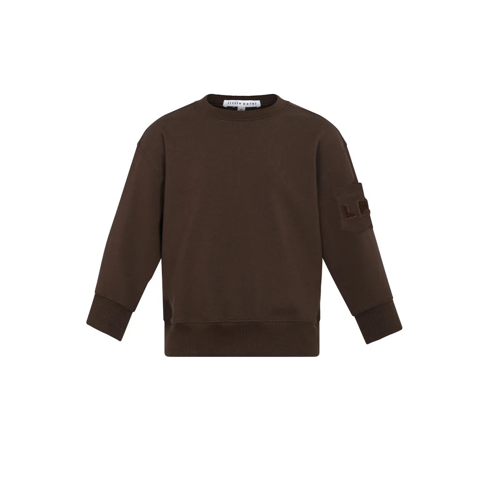 Boy's Pocket Sleeve Sweatshirt - Brown