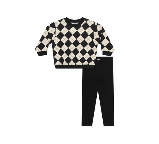 Toddler Argyle Sweatshirt Set - Black
