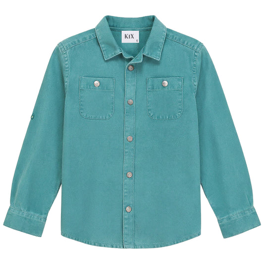 Teal Denim Long Sleeve Shirt