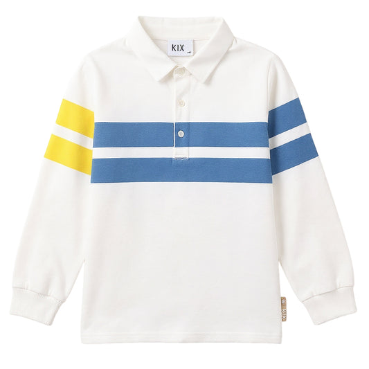 Color Block Stripe Long Sleeve Polo