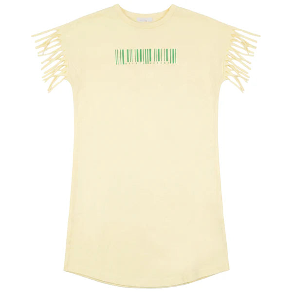 Barcode Print Dress- Yellow