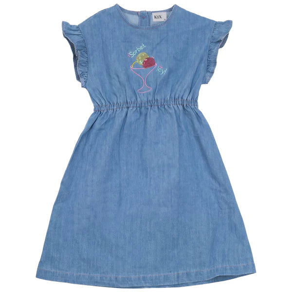Denim Sorbet Frill Sleeve Dress
